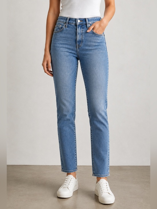 pistola Denim - Pistola High Rise Slim Straight Ankle Jeans Medium Wash Stretch 30